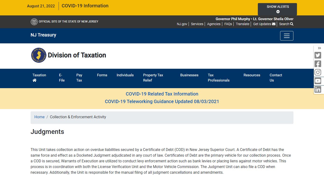 NJ Division of Taxation - State
